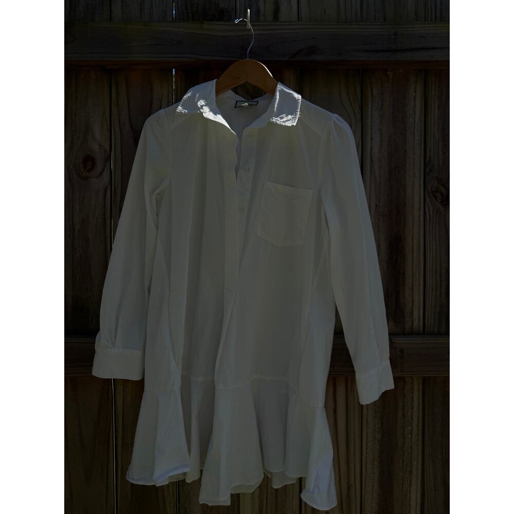 Tuckernuck White Cotton Ruffle-Hem Shirt Dress - Picture 4 of 6